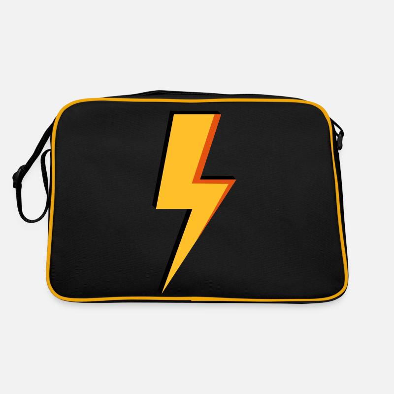 Blitz - Leistung - Strom - Retro Tasche - Schwarz/Gold