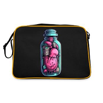 Dessin de bouteille de contenu mystique du cœur - Sac Retro - noir/or - Dos