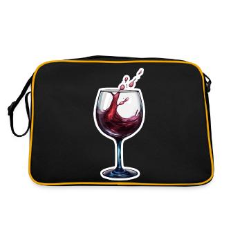 Wein / Trauben / Alkohol / trinken / Genießen - Retro Tasche - Schwarz/Gold - Hinten