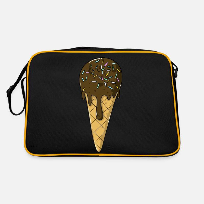 Eis | Schoko Eiscreme mit Streusel | Icecream - Retro Tasche - Schwarz/Gold