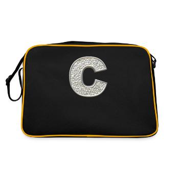 C, letter, letter C, initial, initial C, monogram, - Retro Tasche - Schwarz/Gold - Hinten