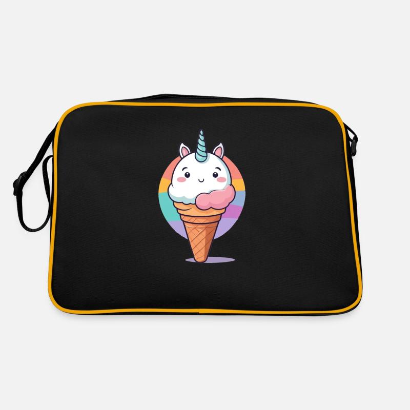 Einhorn Eis - Retro Tasche - Schwarz/Gold