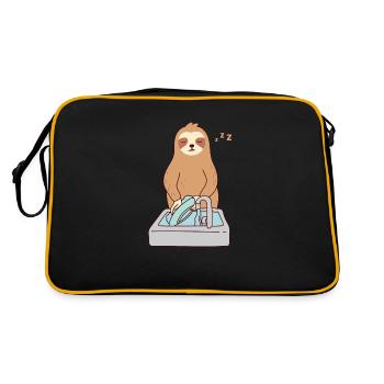 Joli paresseux qui lave la vaisselle, dort, - Sac Retro - noir/or - Dos