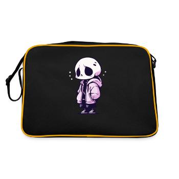 Squelette mignon d’Halloween - Design effrayant mignon - Sac Retro - noir/or - Dos