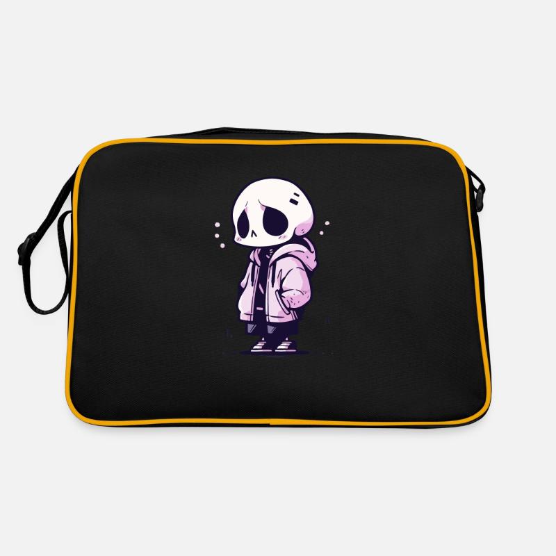 Squelette mignon d’Halloween - Design effrayant mignon - Sac Retro - noir/or