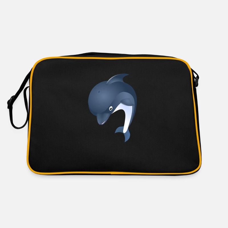 Delfin - Retro Tasche - Schwarz/Gold