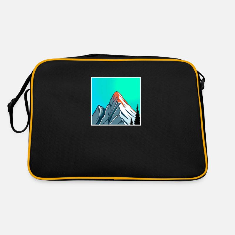 Berg Gemälde - Retro Tasche - Schwarz/Gold