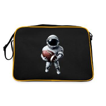 Touchdown im Weltall - Retro Tasche - Schwarz/Gold - Hinten