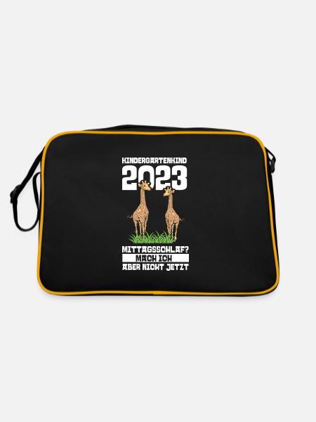 Giraffe Kita Kindergarten 2023 - Retro Tasche - Schwarz/Gold - Hinten