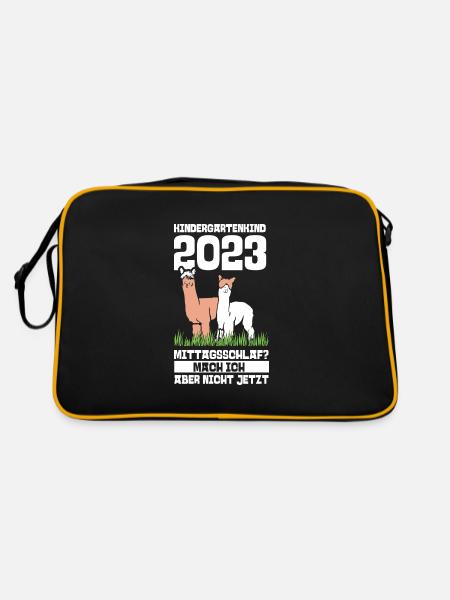 Lama Alpaka Kita Kindergarten 2023 - Retro Tasche - Schwarz/Gold - Hinten
