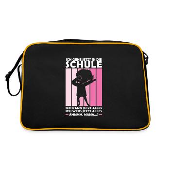 Schulkind Dabbing Schulstart Geschenk - Retro Tasche - Schwarz/Gold - Hinten