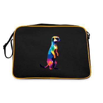 Meerkat in Big Pixels Cool, Savannah Colorful - Retro Bag - black/gold - Back