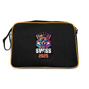 Schweiz 2025 Urlaub Fuchs Swiss - Retro Tasche - Schwarz/Gold - Hinten