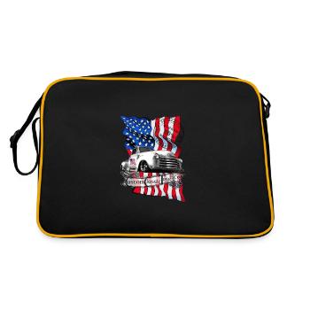 Drapeau USA 1950 camion classique vintage personnalisé - Sac Retro - noir/or - Dos
