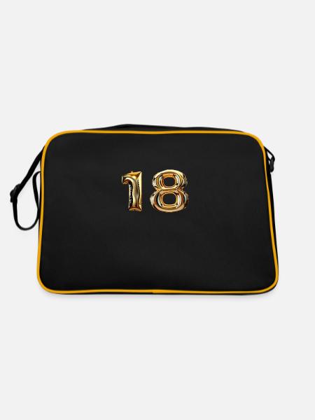 18 - Goldener Folienballon - Retro Tasche - Schwarz/Gold - Hinten