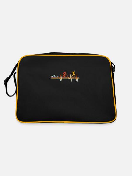 Triathlon, Swimming, Cycling, Running, Sports - Retro Bag - black/gold - Back