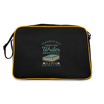 Spaß Literatur und Schriftsteller Wortspiel - Retro Tasche - Schwarz/Gold - Hinten