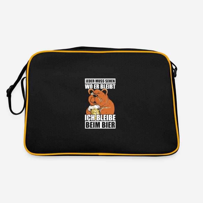 Ich bleibe beim Bier Biertrinker Bierliebhaber Retro Tasche