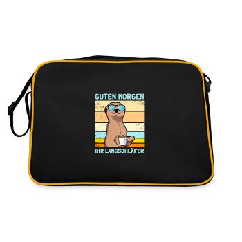 Erdmännchen Kaffee Kaffeeliebhaber Kaffeetrinker - Retro Tasche - Schwarz/Gold - Hinten