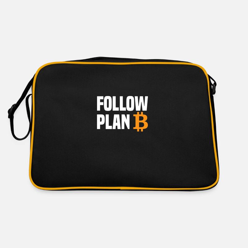 Follow plan Bitcoin Blockchain Trader Retro Tasche