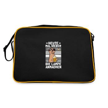 Lampe anmachen Biertrinker Bierliebhaber Bier - Retro Tasche - Schwarz/Gold - Hinten