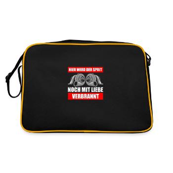 Sprit mit Liebe Tuning KFZ Mechaniker Schrauber - Retro Tasche - Schwarz/Gold - Hinten