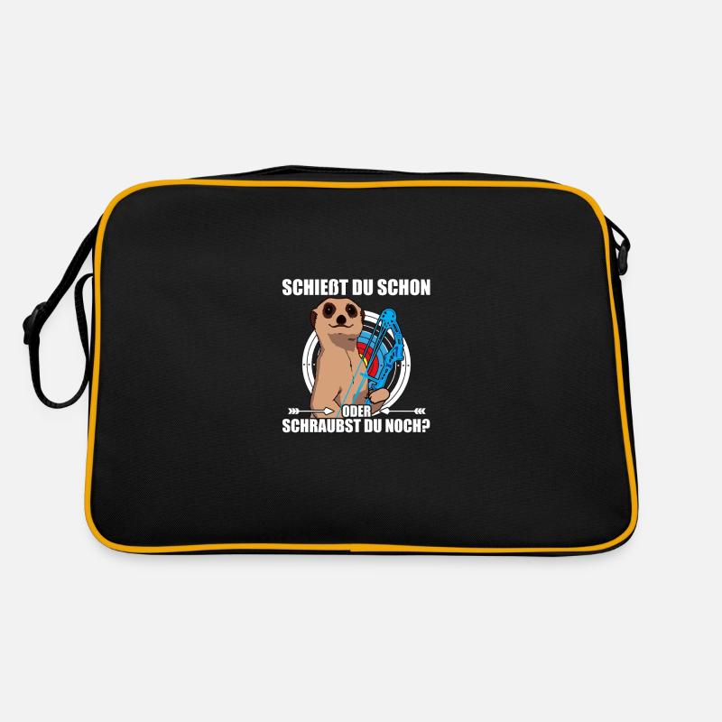 Schießt du Pfeil Bogen Bogenschießen Bogenschütze - Retro Tasche - Schwarz/Gold