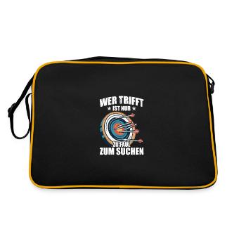 Wer trifft Pfeil Bogen Bogenschießen Bogenschütze - Retro Tasche - Schwarz/Gold - Hinten