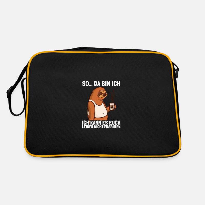 So da bin ich Humor Sarkasmus Fun lustiger Spruch - Retro Tasche - Schwarz/Gold