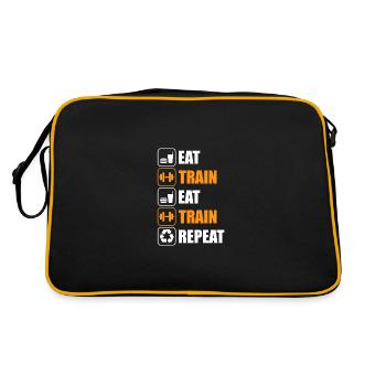 Eat train Bodybuilding Bodybuilder Gym Kraftsport - Retro Tasche - Schwarz/Gold - Hinten