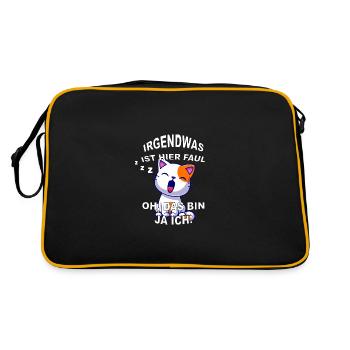 Süße Katze Faul Schlafen - Retro Tasche - Schwarz/Gold - Hinten