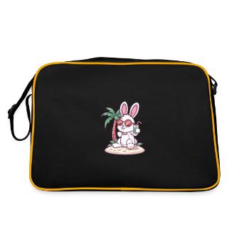 Bunny, Island, Summer, Palm - Retro Bag - black/gold - Back