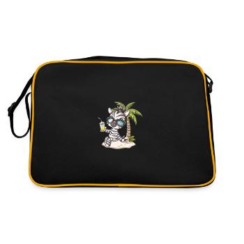 Zebra Sommer Strand Comic - Retro Tasche - Schwarz/Gold - Hinten