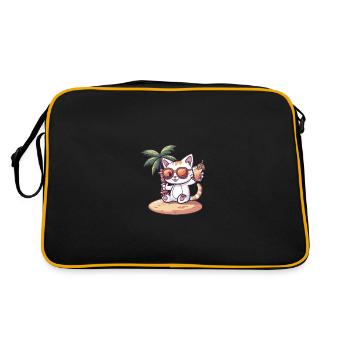 Cat Summer Beach Comic - Retro Bag - black/gold - Back