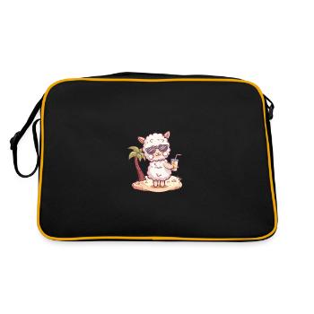 Alpaca Llama Summer Beach Comic - Retro Bag - black/gold - Back