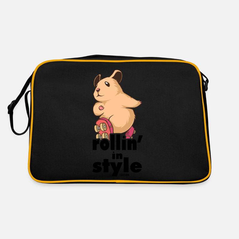 Hamster mit Inline Skates Retro Tasche
