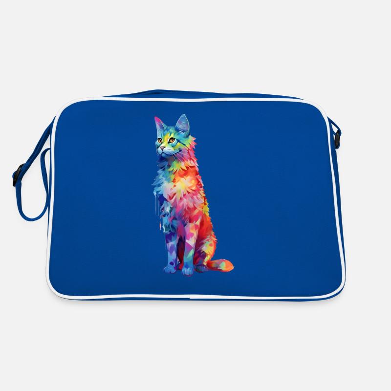 Colored beautiful Cat in different color pattern Retro Bag