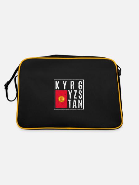 Kirgisistan - Retro Tasche - Schwarz/Gold - Hinten
