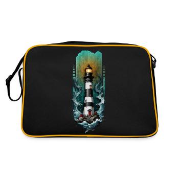 Guiding Light: Lighthouse Amidst the Sea Waves - Retro Bag - black/gold - Back