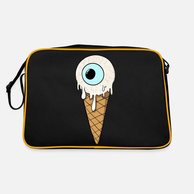 Crème pour les yeux | Crème glacée | Crème glacée | Glace avec un œil - Sac Retro - noir/or