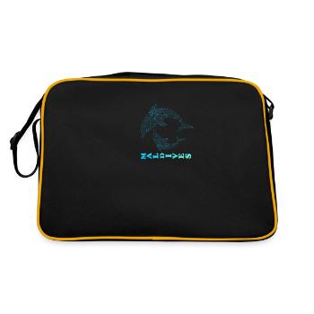 Malediven Delfine Maldives Dolphins - Retro Tasche - Schwarz/Gold - Hinten