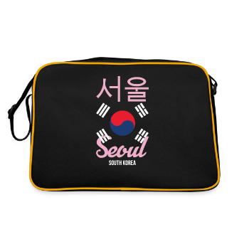 Seoul Korea South Korea Korean City K-Pop Saying - Retro Bag - black/gold - Back