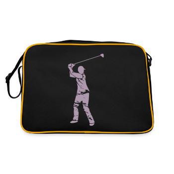 Golf Golfer Silhouette - White Grunge Design - Retro Bag - black/gold - Back
