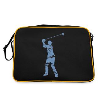 Golf Golfer Silhouette - White Grunge Design - Retro Bag - black/gold - Back