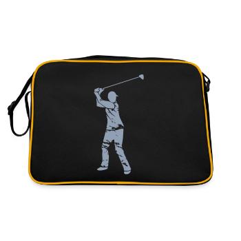 Golf Golfer Silhouette - White Grunge Design - Retro Bag - black/gold - Back