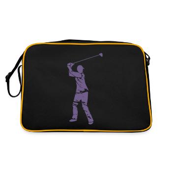 Golf Golfer Silhouette - White Grunge Design - Retro Bag - black/gold - Back