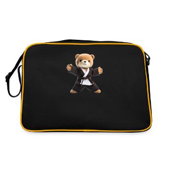 Karate-Bär - Retro Tasche - Schwarz/Gold - Hinten