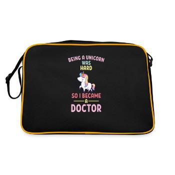 Doctor Unicorn Saying Student Gift - Retro Bag - black/gold - Back