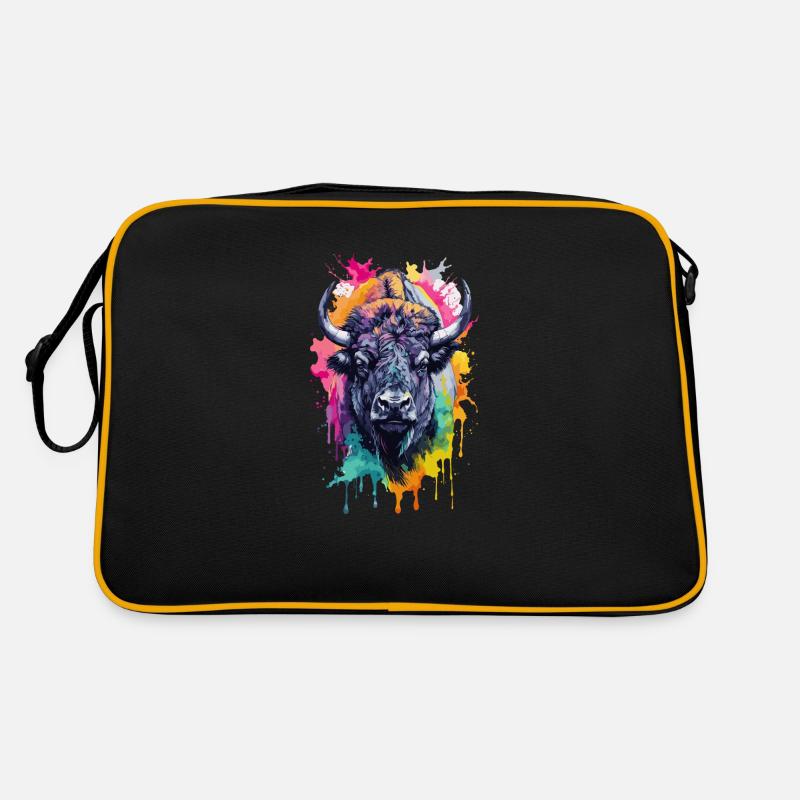 Bison Animaux Cool Coloré Sac Retro