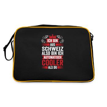 Schweizer Schweiz - Retro Tasche - Schwarz/Gold - Hinten